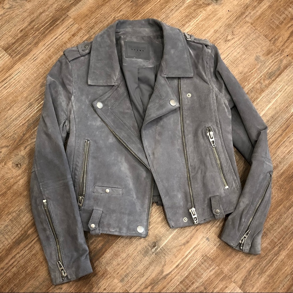 Blank NYC Suede Moto Jacket - Small - Light Gray
